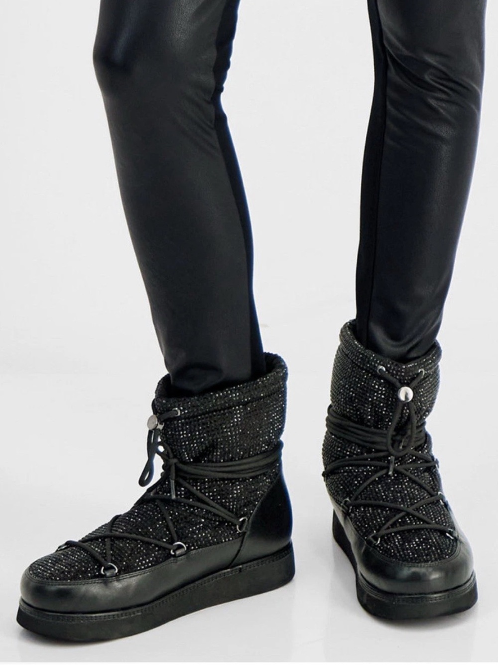 •I.N.C.• “Brooklynnn” Black Platform Rhinestone Pull-On Short Boots >> NIB - Picture 2 of 14